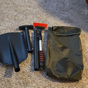 Adjustable Black Snow Shovel, Ice Scraper Set, With Bag NWOT
